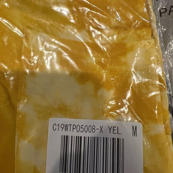 WT Caara yellow and white tie dye Marble button down blouse women's size med - Picture 5 of 10